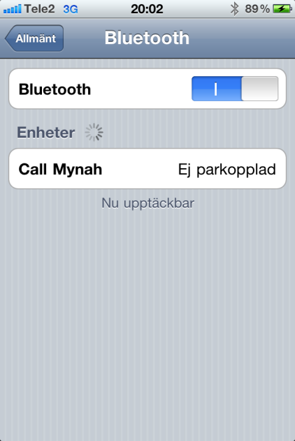 FORTS PÅ: IPHONE MOBILEN 4. Slå på Bluetooth 5.