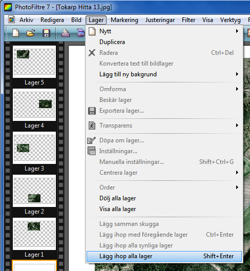 I menyn för Lager väljer du Lägg ihop alla lager.