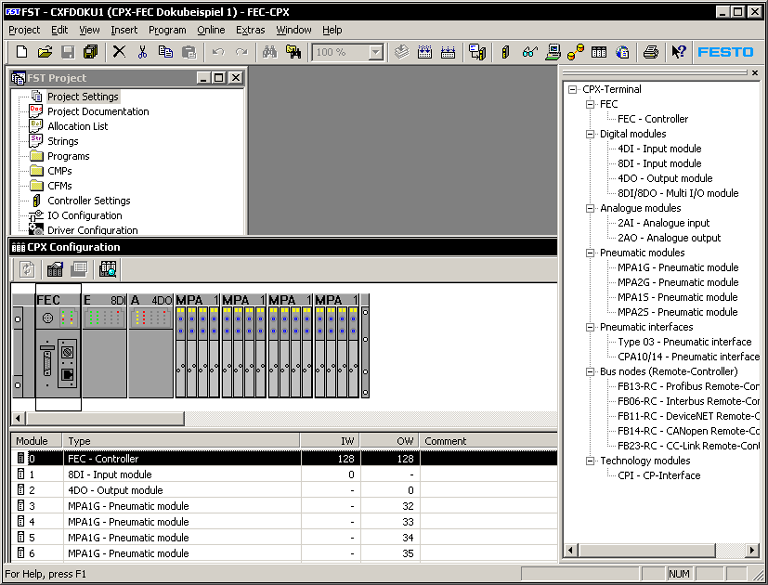 1. Systemöversikt 1.2.1 Stand Alone 1 CPX FEC 2 Styrd via CPX FEC 1 2 Bild1/1: CPX terminal styrd via CPX FEC Stand Alone CPX terminalen styrs fristående via CPX FEC.