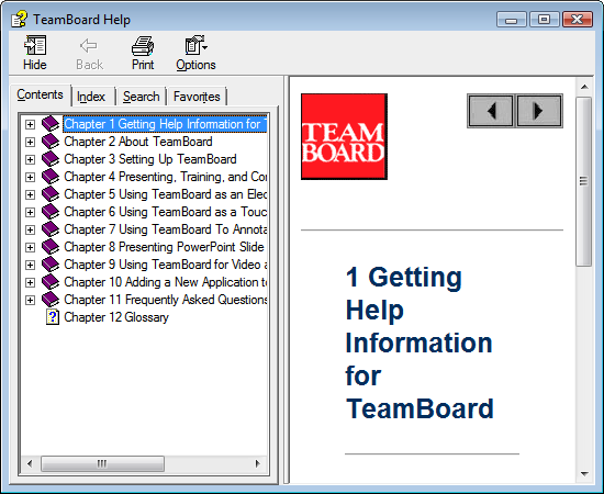 Installera TeamBoard 28 Hjälp: Visar online-hjälp för TeamBoard.