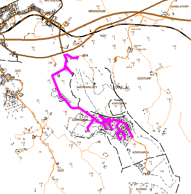 Köpegårda Orientering Köpegårda ligger i sydöstra delarna av kommunen. Området består av drygt 80 fastigheter där flertalet är fritidshus. Järnavikfjärden är avrinningsområde.