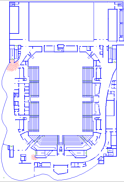 Figur 18.69 Simuleringens utseende efter 240 sekunder. Till vänster syns plan 1 och till höger plan 2.