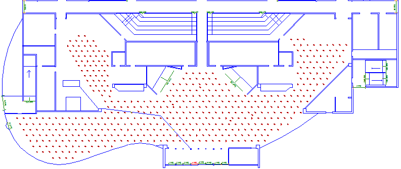 I simuleringen antas att de flesta besökarna söker sig till den utrymningsväg som de gick in genom, det vill säga huvudingången (Frantzich, 2001).