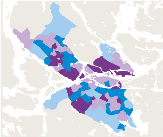 Växande segregation Den socioekonomiska segregationen i Stockholm har vuxit påtagligt sedan