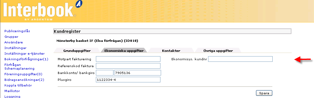 Booking kundregister bild 1 2012-10-31 Nytt fält på ovanstående bild i BBE som heter Administratornummer. I databasen heter fältet LF1PKU.EKKUNDNR Numeriskt 10 tecken.