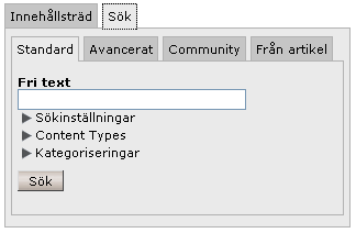 Innehållsträdet visar en trädvy av alla objekt som hanteras inom systemet. Denna struktur gör det möjligt att se hur avdelningarna är organiserade.