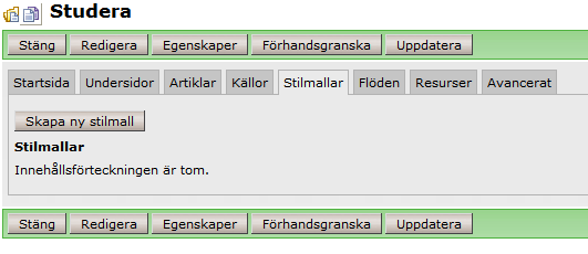 4. Lokalisera och öppna den inkopierade webbplatsen, namnet börjar med Copy of ( Viktigt steg, annars redigeras skalet, vilket inte är tillåtet!) a. Tryck på Redigera. b. Öppna fliken Startsida. c.