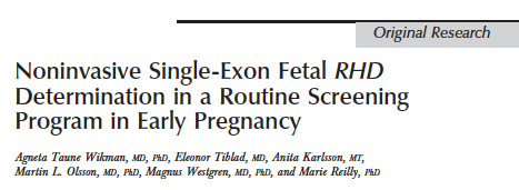 sensitivity 0.950 0.960 0.970 0.980 0.990 1.000 Obstetrics and Gynecology aug 2012 Plasma prov från 4118 graviditeter.