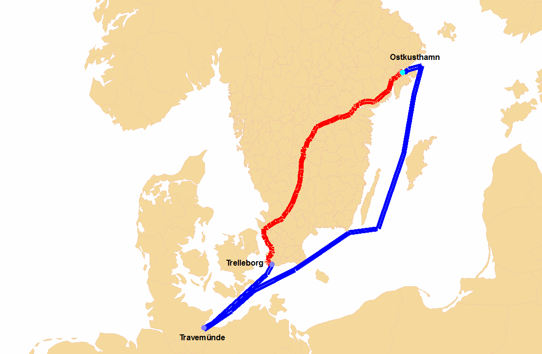 4. Trailerfall Det krävs dagliga avgångar för att erbjuda ett attraktivt transportalternativ till norra Tyskland men i dagsläget går det ingen roro-trafik med hög frekvens ifrån Ostkusthamnarna.