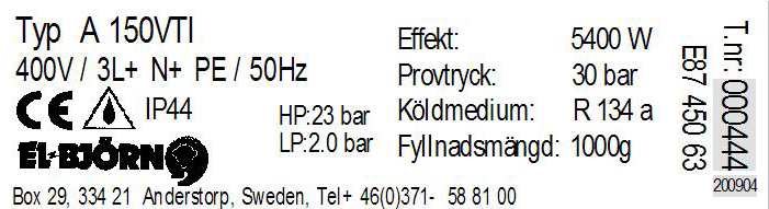 INNEHÅLLSFÖRTECKNING EG- Försäkran... 2 Inledning... 3 Tekniska data... 3 Säkerhetsföreskrifter... 4 Beskrivning... 5-7 Elschema... 8 Installation... 9-11 Torkning... 12 Underhåll.