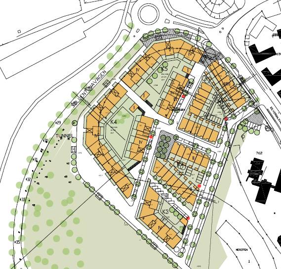 10 (23) Figur 2.2. Planerad ny bebyggelse inom planområdet (Arkitekturkompaniet, 2012-10-16).