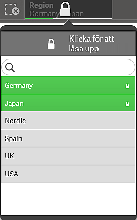 4 Arbeta med aktuella val Låsa upp aktuella val Du kan låsa upp ett val genom att klicka på [ i popup-fönstret för det aktuella valet.