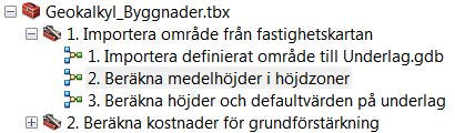 Steg 1:1b Ange antal källar- och våningsplan För att rätt belastning och höjder för bottenplattor ska beräknas i steg 3 får man manuellt ställa in antalet källar- och våningsplan i attributtabellen