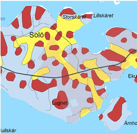 10 (18) Jordartskarta för Solö Fornlämningar Inom planområdena finns inga kända fornlämningar. Strandskydd För aktuell del av Solö 1:54 gäller 100 m strandskydd från strandkanten.