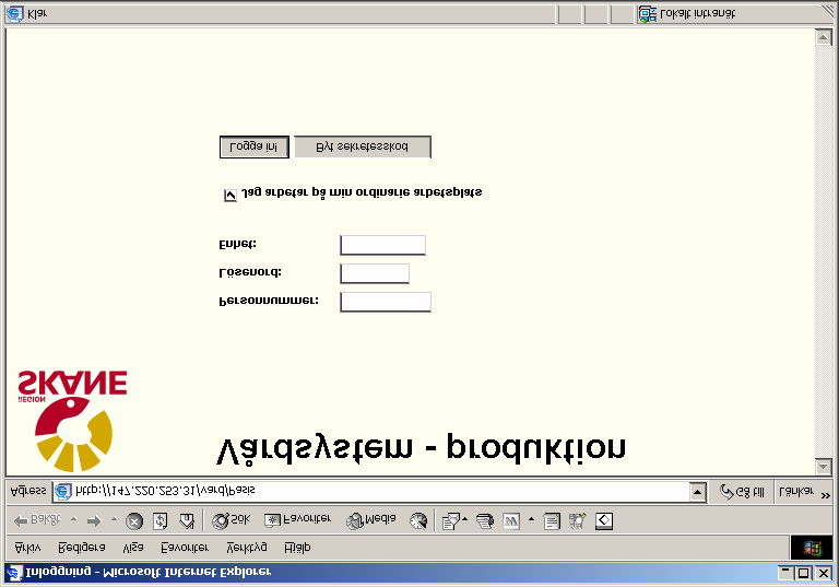 Inloggning till PASiS funktioner i webbmiljö Adressen är http://147.220.