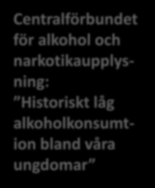 Centralförbundet för alkohol och narkotikaupplysning: Historiskt låg alkoholkonsumtion