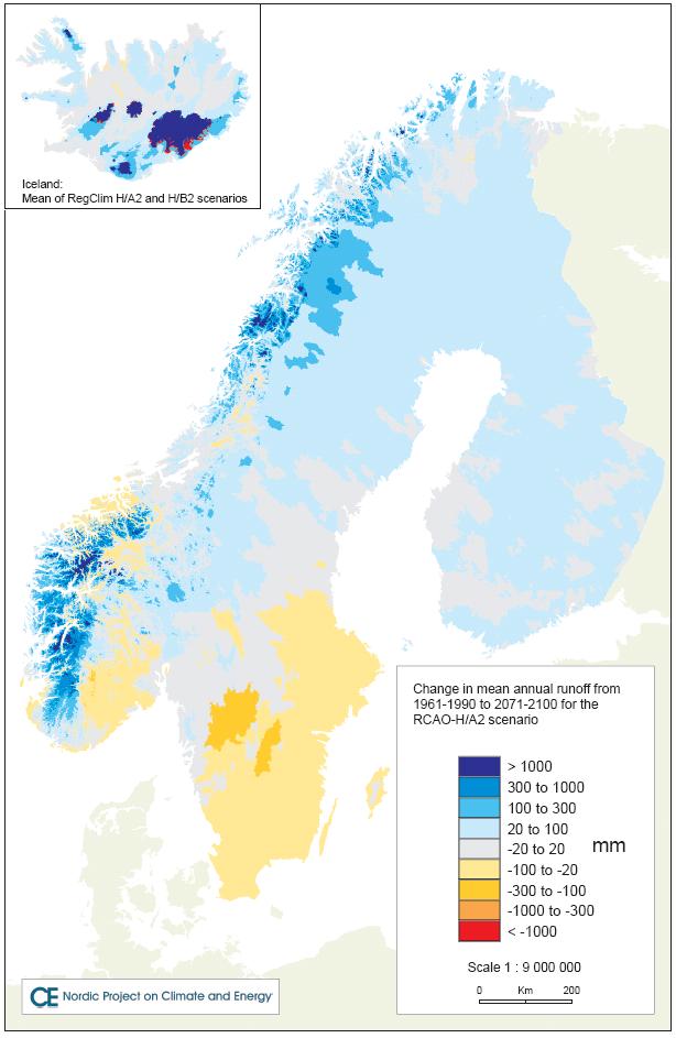 Annual runoff change (mm) Hadley/A2 Annual runoff change (mm)