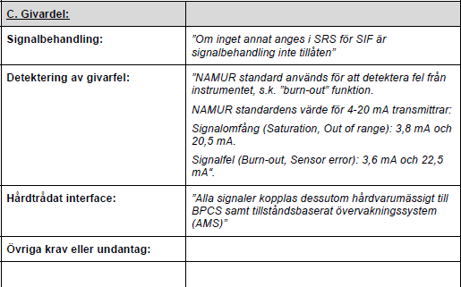 13 Detaljerad beskrivning SIS En per fabrik SIF