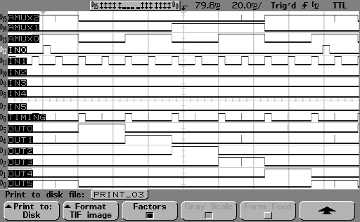 4.3. Laborationer 32 Figur 4.19: Laboration med referens- och timingsignal för 12 tändspolar och modulid ställd till 0110 (1 av 2). Figur 4.20: Laboration med referens- och timingsignal för 12 tändspolar och modulid ställd till 1010 (2 av 2).