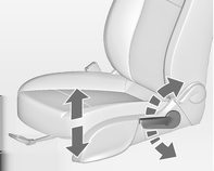 Stolar, säkerhetsfunktioner 37 Sätesposition Ryggstöd Sitshöjd Dra i handtaget, flytta sätet, släpp handtaget.