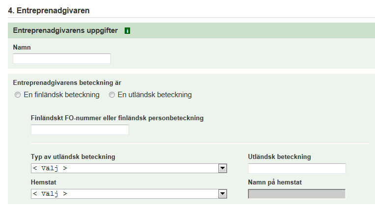 Uppgifterna nedan är obligatoriska om det handlar om ett utländskt