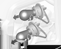 Bilvård 191 3. Ta bort och byta glödlampan. 4. Sätt in lamphållaren i bakljusenheten och vrid den medurs. Blinkerslampor (1) Bakljus (2) 5. Stäng skyddet genom att sätta in fästklämmorna först.