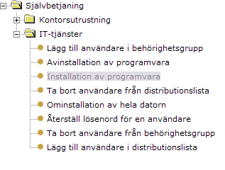 Självbetjäning Användare väljer applikation eller gruppmedlemskap Återkoppling