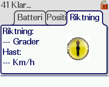 Radioinformation - Riktning Då terminalen är i rörelse visas under Riktning: