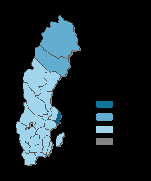 Medieexponering per län svenska län Antal Stockholms län 8 Norrbottens län 7 Västerbottens län 5 Västra Götalands län 4 Skåne län 3 Hallands län 3 Gävleborgs län 3 Västernorrlands län 3 Uppsala län