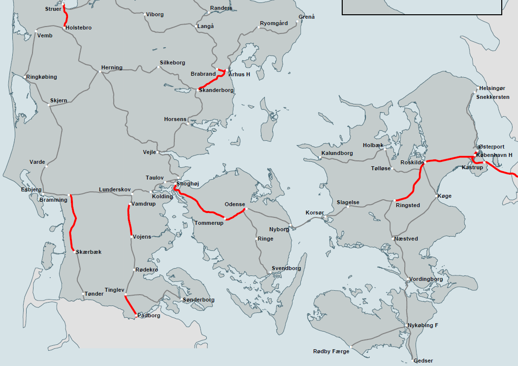 Denmark: Capacity Bottlenecks in 2009 Snoghøj-Odense DT Ringsted-Roskilde-København-Øresund DT, QT