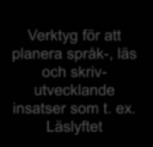 Förväntningar Systematiskt kvalitetsarbete med långsiktighet och kvalitet Rollen som språk-, läs- och skrivutvecklare Verktyg