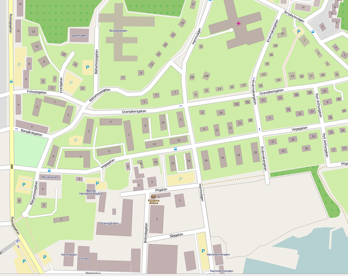 OpenStreetMaps bidragsgivare Figur 23 Intressanta befintliga byggnader i närområdet för anslutning till sopsug.