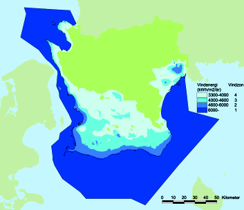 Metod Steg 1: Resursbedömning 1a Vindresurs Den i projektet studerade vindresursen består av landområden i Skåne och i havet ut till och med Sveriges ekonomiska zon med ett vindenergiinnehåll > 3 300