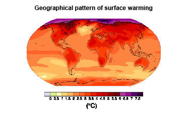 Projected surface temperature changes for the late 21st century (2090-2099).