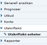 Inflytt/Byte forts, utskrift till VH utan e-post 1. Välj Utskriftskö och klicka på Utskriftskö enheter. 2. Välj din enhet. 3.