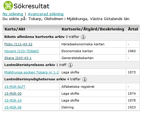 19 Kartor på nätet Rikets allmänna kartverks arkiv