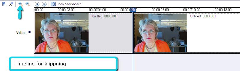 13. Från Tidslinjen (Timeline) kan du göra enkla klippningar mm. 14.