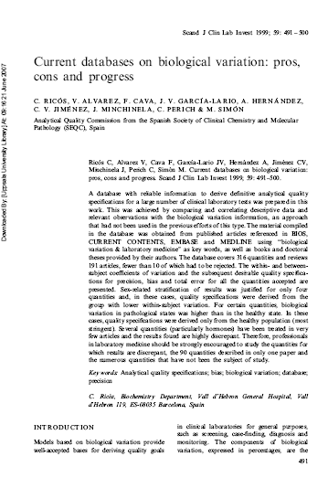 Utvärdering II Biologisk variation? Imprecision <0.