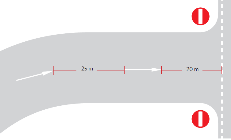 Ledning styrning och reglering Vägmarkering och vägkantsutmärkning 7.2.4.3 M15 övergångsställe Markeringens längd ska vara minst 2,5 meter där den högsta tillåtna hastigheten är 60 km/tim. 7.2.4.4 M16 cykelöverfart 7.