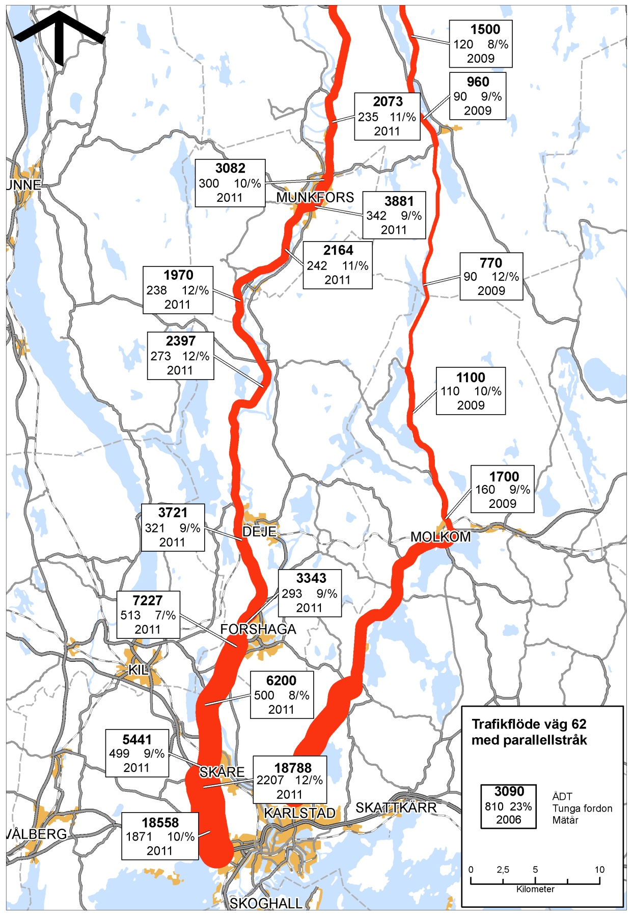 Karta 4 Trafikmängder utmed