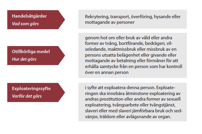 Definition människohandel av vuxna Detta är definitionen av människohandel som i början av 2012 hade godkänts av 147 länder inom FN.