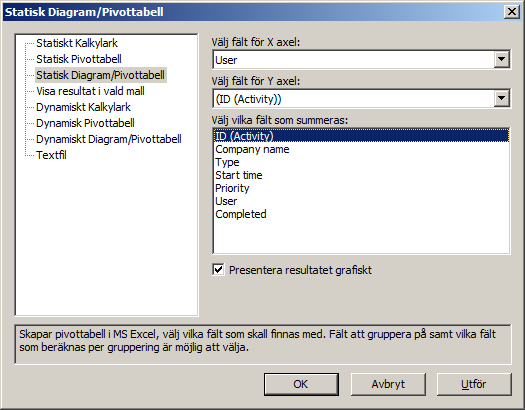 Obs! För att Excelkopplingen skall fungera krävs Excel 2000 eller XP. Tidigare versioner av Excel stöds inte.