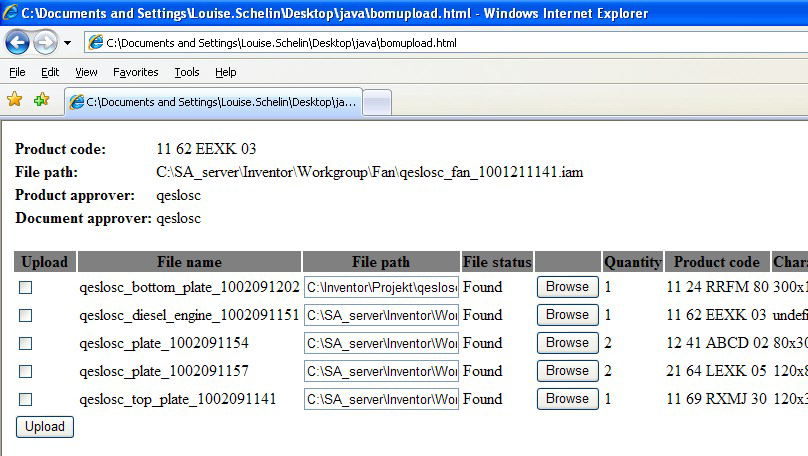 upp igen, eftersom den redan är incheckad. Dessutom visas om filen hittas på filsystemet.