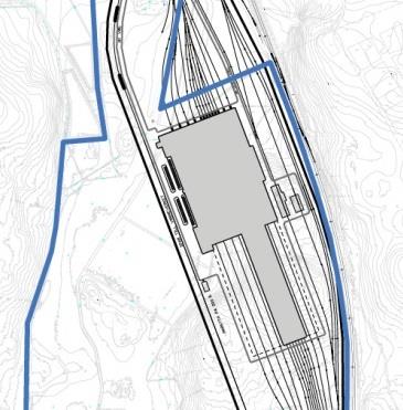 Alternativ utformning av depåbyggnad. Byggnad för pendel- och fjärrtåg.