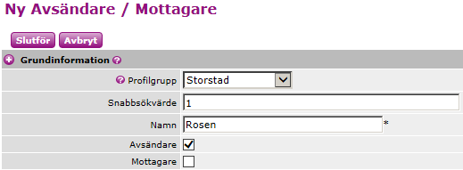 16 Metod 1 För att skapa en utskriftsfavorit som kan ha olika avsändare till en och samma mottagare: 1. Koppla varje avsändare till sin egen profilgrupp. 2.