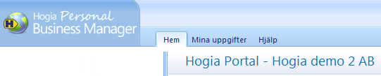 12.2 3 (9) Portalens uppbyggnad Portalen består av olika 3 olika delar En meny i övre delen med valen Hem, Mina uppgifter, Hjälp och Logga ut.