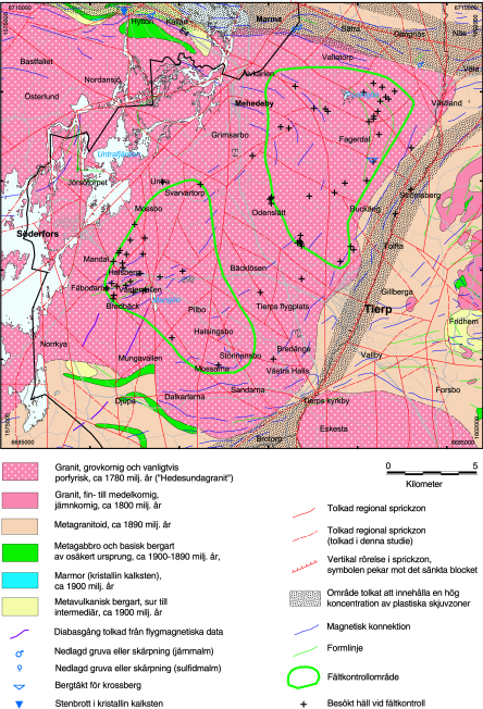 Figur 5-8. Berggrundskarta över västra delen av Tierps kommun.