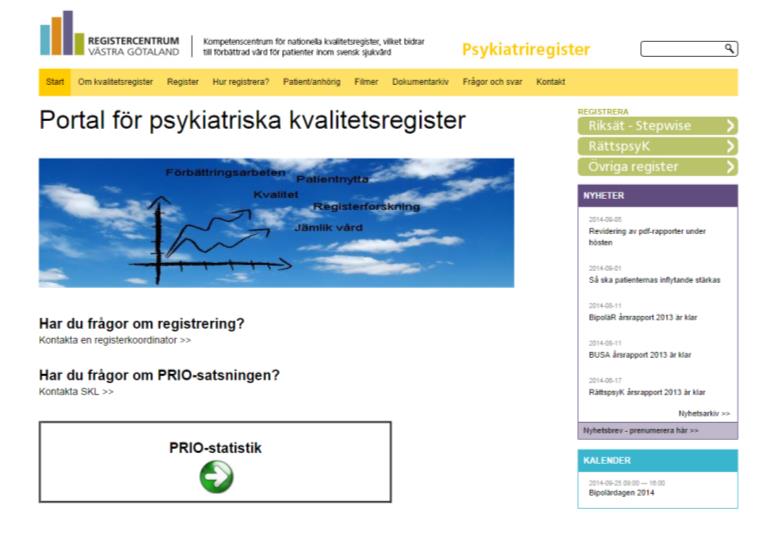 Starta webbläsaren (exempelvis Internet Explorer eller Chrome) 3. Gå in på psykiatriregister.se 4.