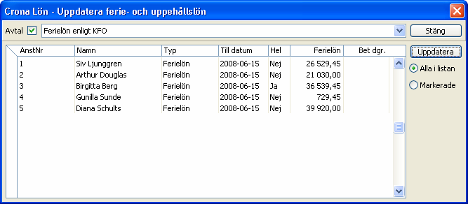 Ferie- och uppehållslön Çrona Lön Handbok IV Uppdatera ferielön När du har kontrollerat din beräkning är det dags att uppdatera uppgifterna till personalregistret.