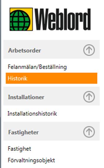Klicka på Öppna och välj sedan att spara ner filen på din egen dator. Historik I fältet historik går det att se alla gamla arbetsorder.